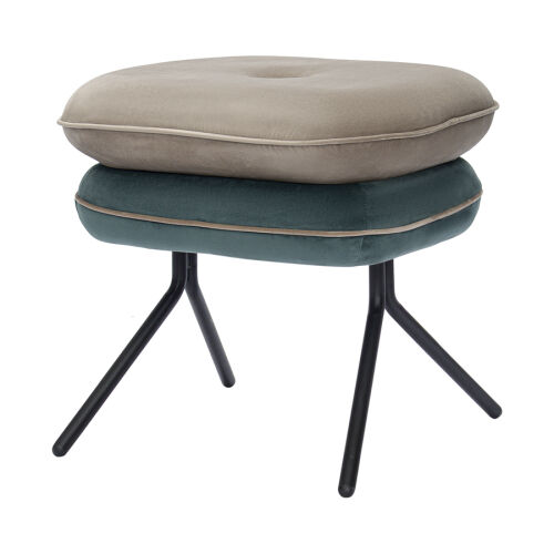 Пуф pea, велюр, бежевый/сине-зеленый