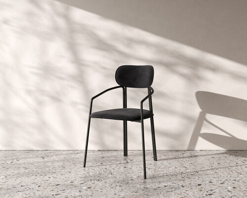 Стул ror, round, велюр, черный/черный 2