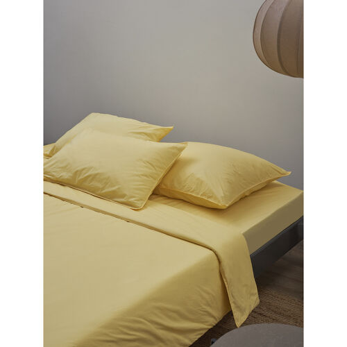 Комплект постельного белья из стираного перкаля светло-желтого ц 1
