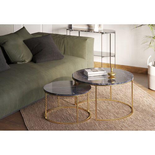 Набор из 2-х журнальных столиков hans, D60 см и D80 см, черный м 1