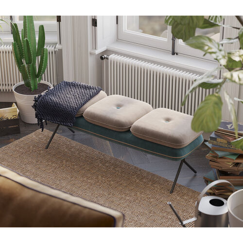 Банкетка pea, велюр, бежевая/сине-зеленая 7