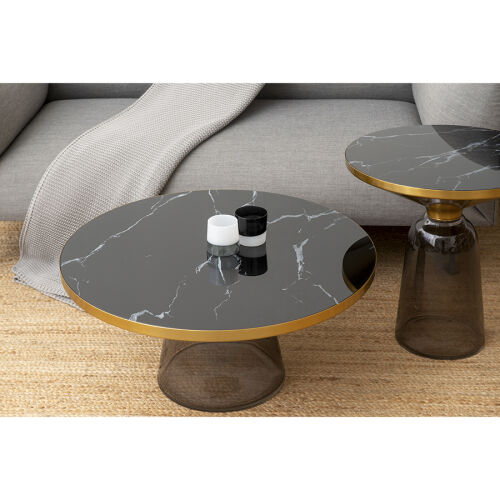 Столик кофейный odd, D50 см, мрамор/черный 3
