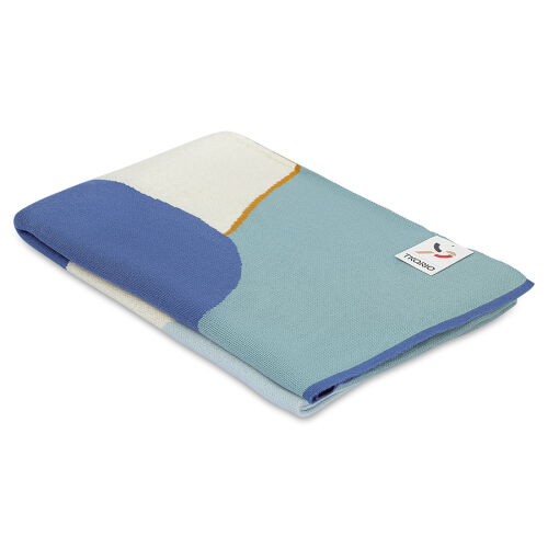 Плед из хлопка с авторским принтом синего цвета из коллекции fre 4