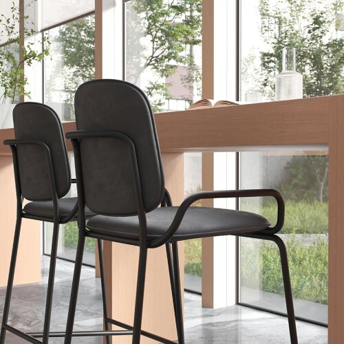 Стул барный ror, 2 frame, велюр, черный/черный 1