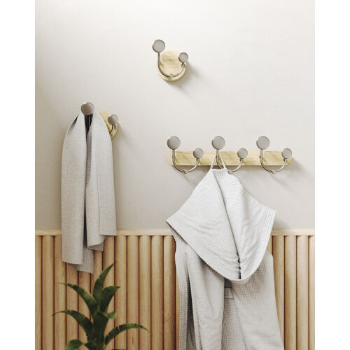 Вешалка настенная melody, 2 крючка, натуральное дерево/никель 5