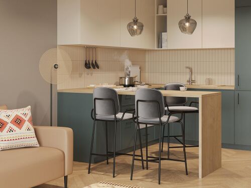 Стул полубарный ror, 2 frame, велюр, черный/серый 2