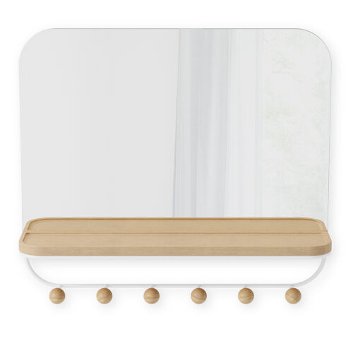 Зеркало с крючками для аксессуаров estique, 46х41 см, белое/нату 1