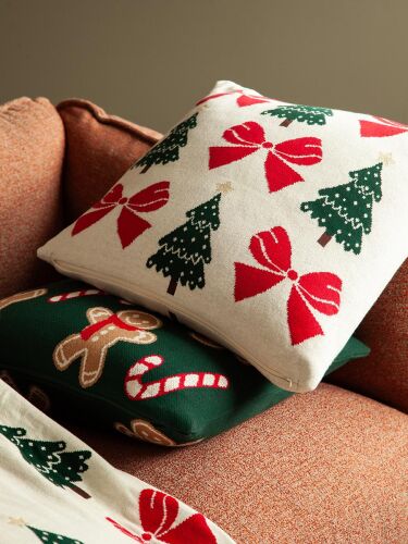 Подушка вязаная с новогодним рисунком christmas bows из коллекци 3