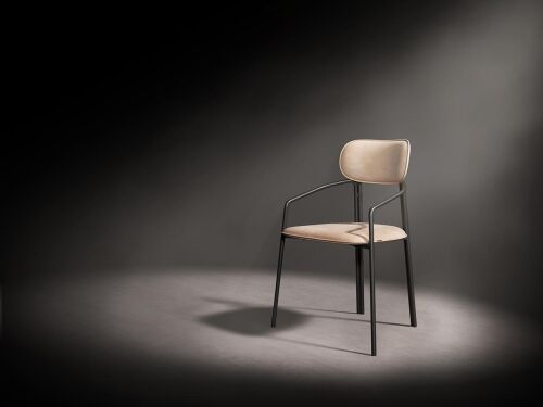 Стул ror, round, велюр, черный/бежевый 2