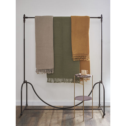 Плед из шерсти бежево-серого цвета из коллекции essential, 130х1 4