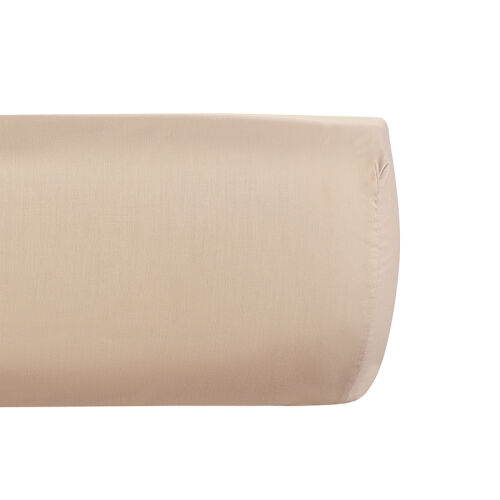 Простыня на резинке из премиального сатина бежевого цвета из кол 5