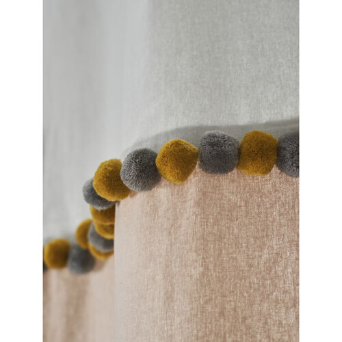 Штора из хлопка с помпонами бежево-серого цвета из коллекции ess 7