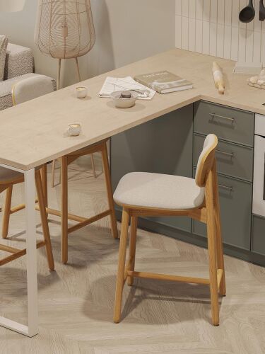 Стул полубарный saga, рогожка, бежевый 1