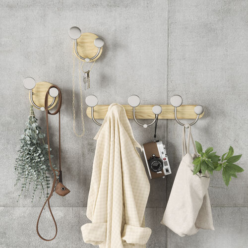 Вешалка настенная melody, 2 крючка, натуральное дерево/никель 4