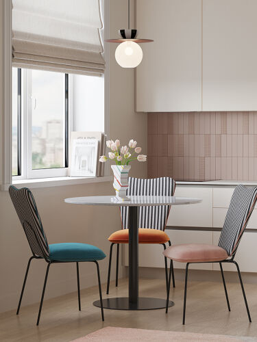 Стол обеденный trond, D100 см, белый мрамор/черный 2