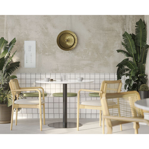 Стол обеденный trond, D100 см, белый мрамор/черный 2