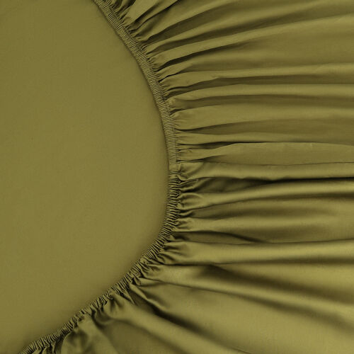 Простыня на резинке из премиального сатина оливкового цвета из к 6