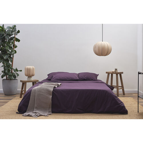 Комплект постельного белья из стираного перкаля сливового цвета  2