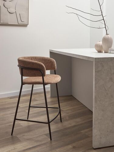 Стул барный helning, мягкий шенилл, светло-коричневый 2