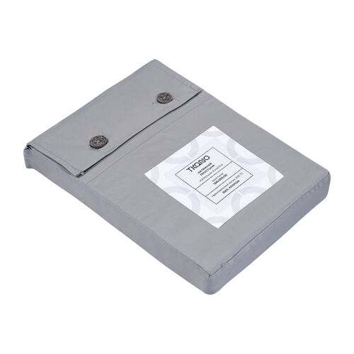 Простыня на резинке из премиального сатина светло-серого цвета и 7