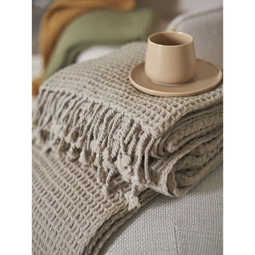 Плед из шерсти бежево-серого цвета из коллекции essential, 130х1 6