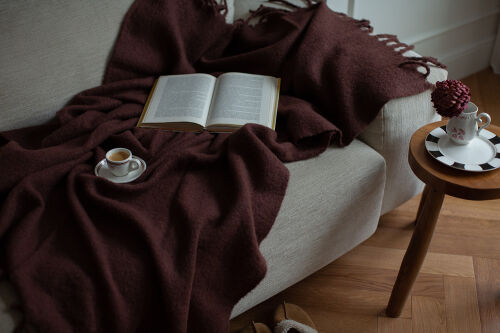 Плед мохеровый шоколадного цвета из коллекции essential, 130х180 1