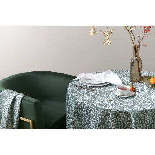 Скатерть из хлопка зеленого цвета с рисунком Спелая смородина, s 3