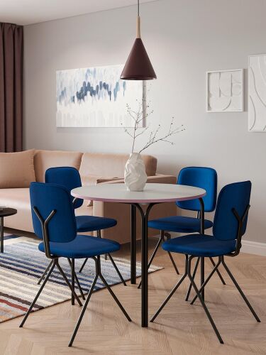 Стул ror, y, велюр, черный/темно-голубой 4