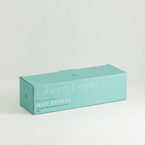 Набор из 3 чаш на деревянной подставке soft ripples, dual glazin 7