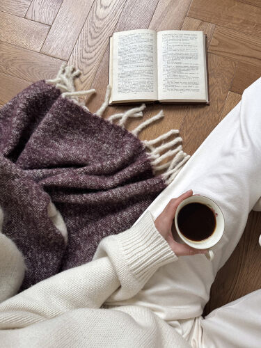 Плед мохеровый over horizon цвета марсала из коллекции trendy ru 2