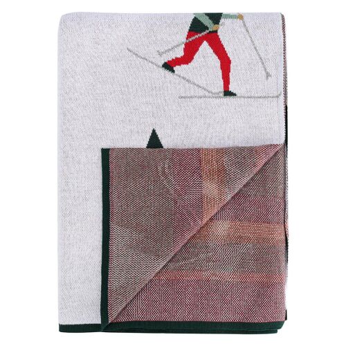 Плед из хлопка с новогодним рисунком let's ski из коллекции new  5