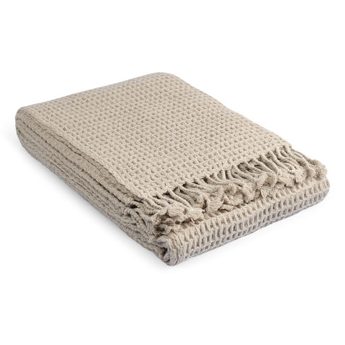 Плед из шерсти бежево-серого цвета из коллекции essential, 130х1 2