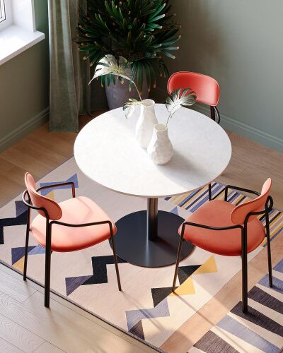 Стол обеденный trond, D100 см, белый мрамор/черный 5