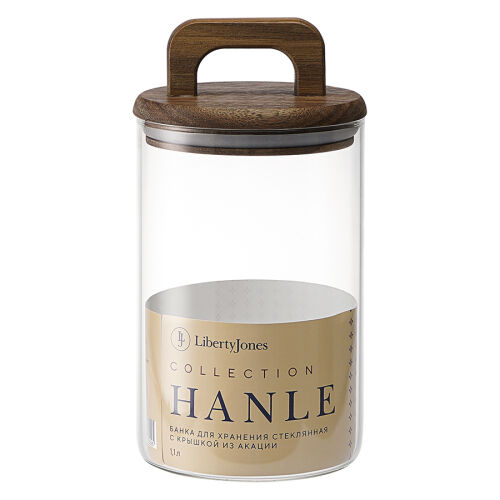 Банка для хранения стеклянная с крышкой из акации hanle, 1,1 л 3 Банка для хранения стеклянная с крышкой из акации hanle, 1,1 л 3