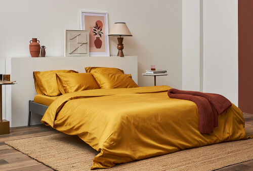 Комплект постельного белья из премиального сатина горчичного цве 3