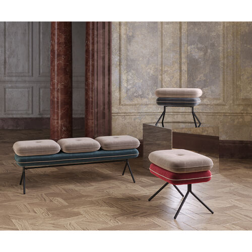 Банкетка pea, велюр, бежевая/сине-зеленая 4