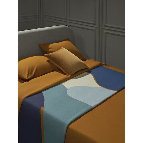 Плед из хлопка с авторским принтом синего цвета из коллекции fre 1