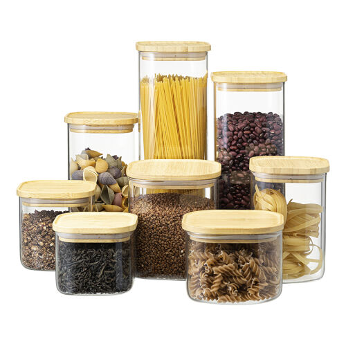 Банка для хранения квадратная glass bamboo,1 л 6 Банка для хранения квадратная glass bamboo,1 л 6