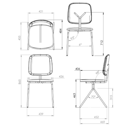 Стул ror, y, велюр, черный/черный 7