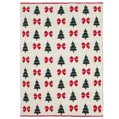 Плед из хлопка с новогодним рисунком christmas bows из коллекции 2 Плед из хлопка с новогодним рисунком christmas bows из коллекции 2