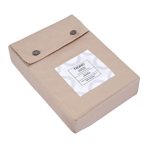 Простыня на резинке из премиального сатина бежевого цвета из кол 7