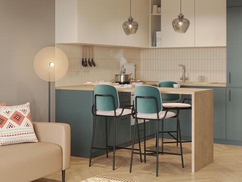 Стул полубарный ror, 2 frame, велюр, черный/зеленый/розовый 1