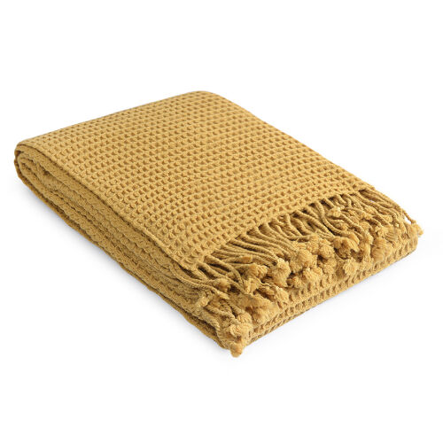 Плед из шерсти цвета охры из коллекции essential, 130х180 см 4