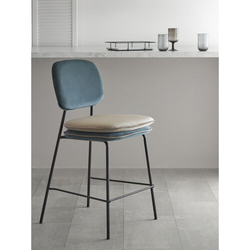 Стул полубарный с контрастным кантом pea, велюр, сине-зеленый/бе 2