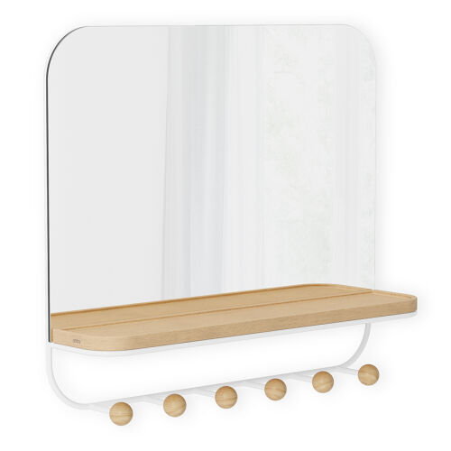 Зеркало с крючками для аксессуаров estique, 46х41 см, белое/нату 4