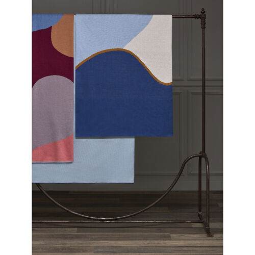 Плед из хлопка с авторским принтом синего цвета из коллекции fre 2