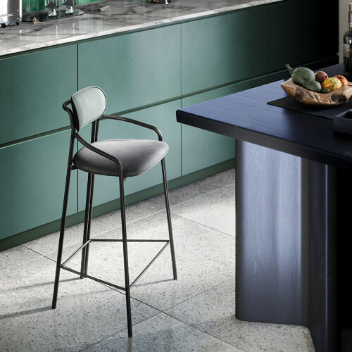 Стул полубарный ror, round, велюр, черный/темно-зеленый/черный 2