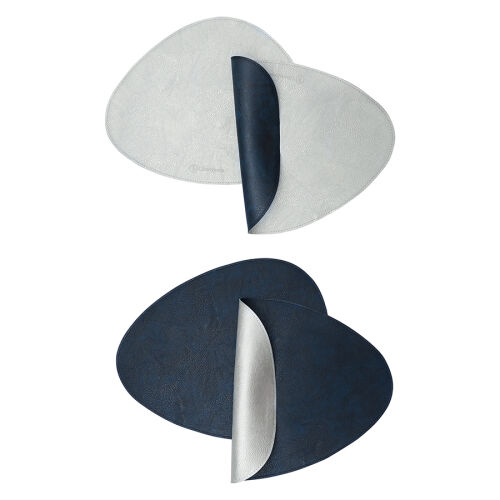 Набор из 4-х двухсторонних сервировочных салфеток drop, 33х41 см, синий/светло-серый