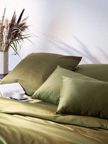 Комплект постельного белья из премиального сатина оливкового цве 4