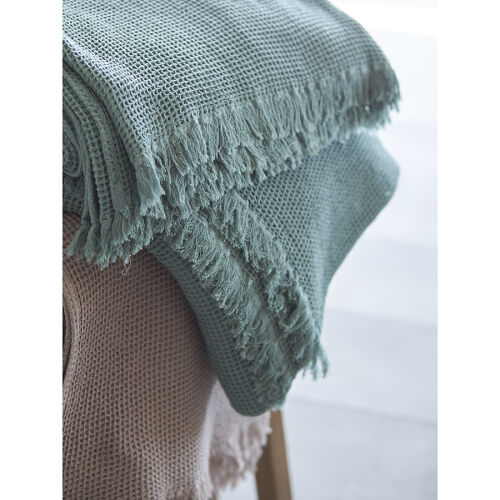 Покрывало вафельное из хлопка цвета шалфея из коллекции essentia 2